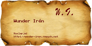 Wunder Irén névjegykártya